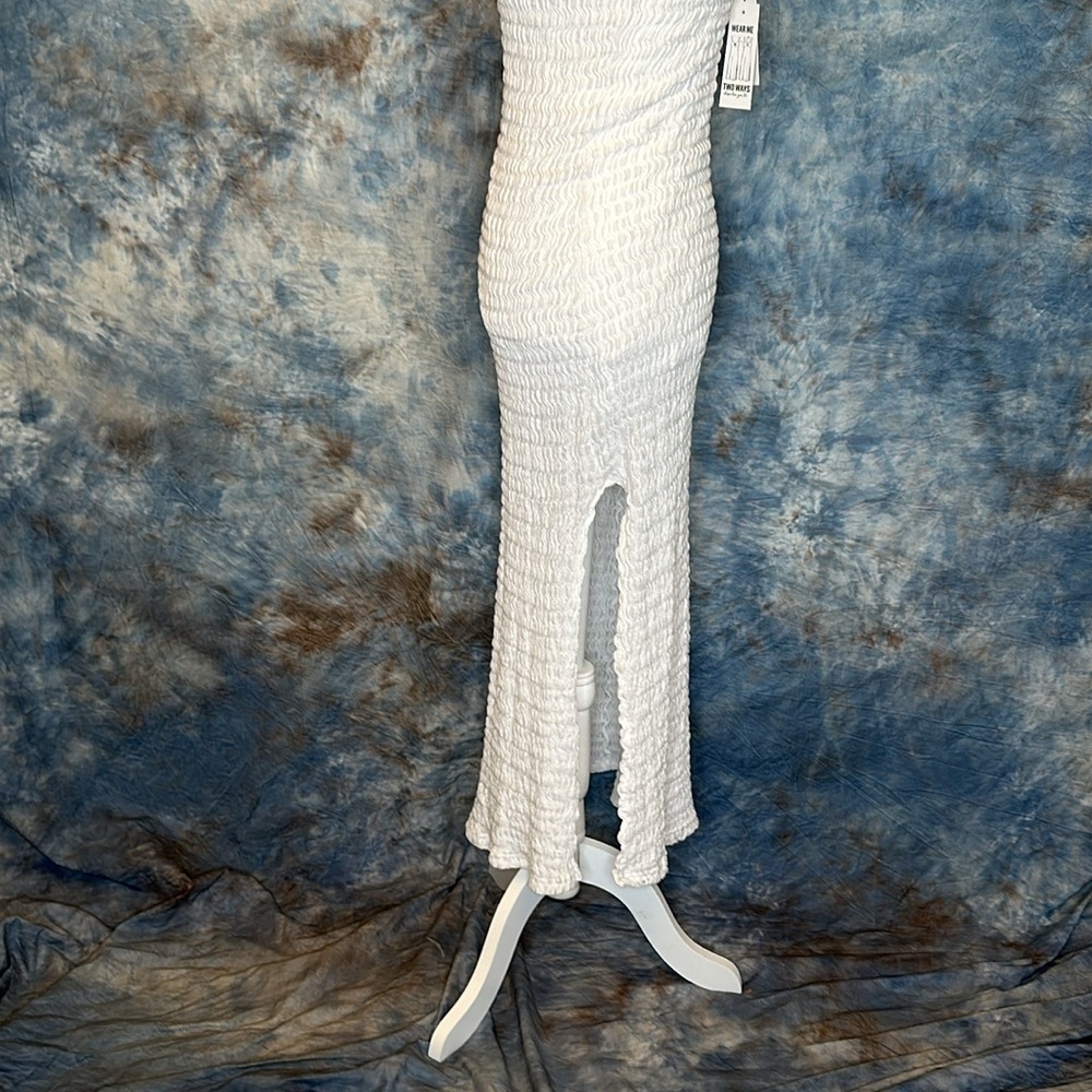 NWT No Comments White body con sheath dress with high slits Sz M - Picture 9 of 14